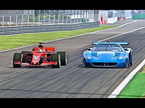 Ferrari F1 2018 vs Maserati MC12 GT1 - Monza