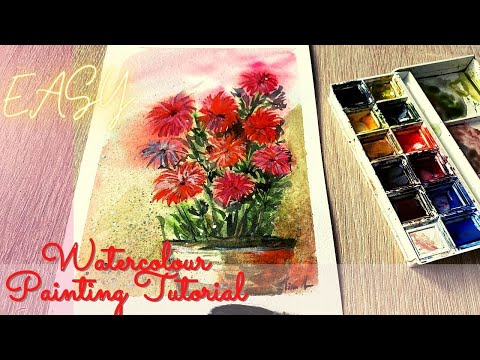 ASTERS / Watercolour Tutorial / How to draw flowers simply🎨