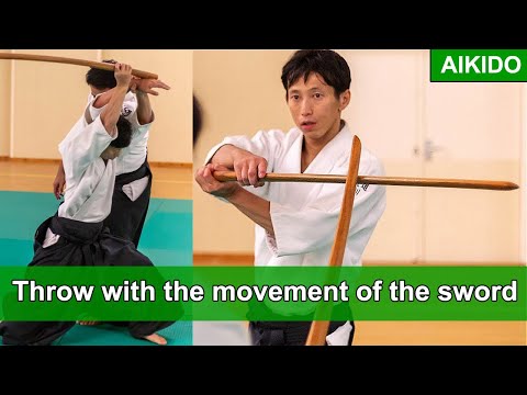 Aikido - Throw with Japanese sword movement  SHIRAKAWA RYUJI shihan
