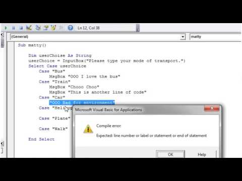 Excel 2010 VBA Tutorial 16   Select Case Switch Statement