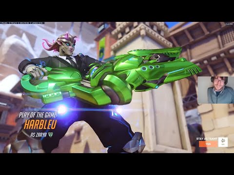 POTG! Overwatch Rank 1 Zarya DOMINATE IN RANKED - HARBLEU ZARYA STADIUM
