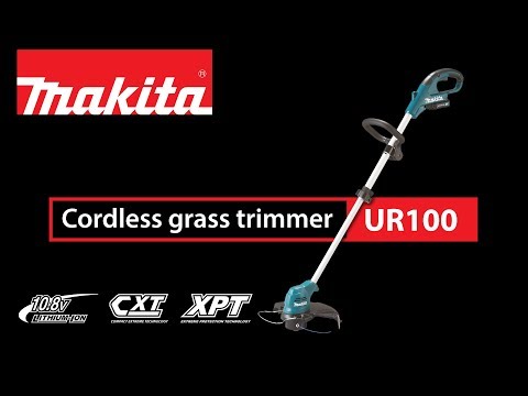 Makita UR100DWAE Akumuliatorinė žoliapjovė/trimeris, 10,8V, 2x2,0Ah Li-ion CLX, 230mm, 2,3kg video