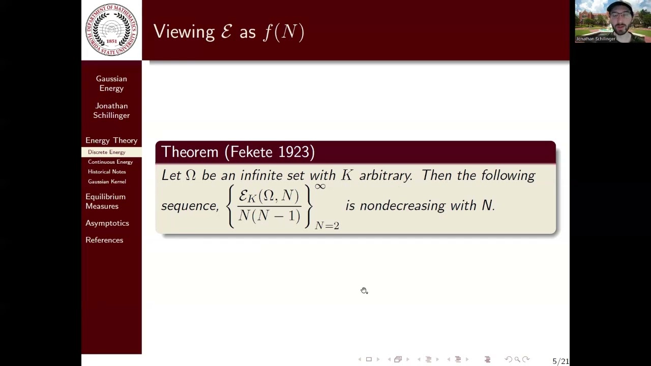 Jonathan Schillinger (FSU) 2024 - Equilibria & Asymptotics for the Gaussian Kernel