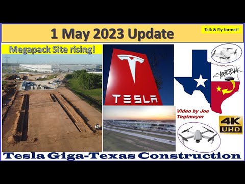 Sunrise, Megapack  Construction & Electrical Conduit install! 1 May 2023 Giga Texas Update(07:00 AM)