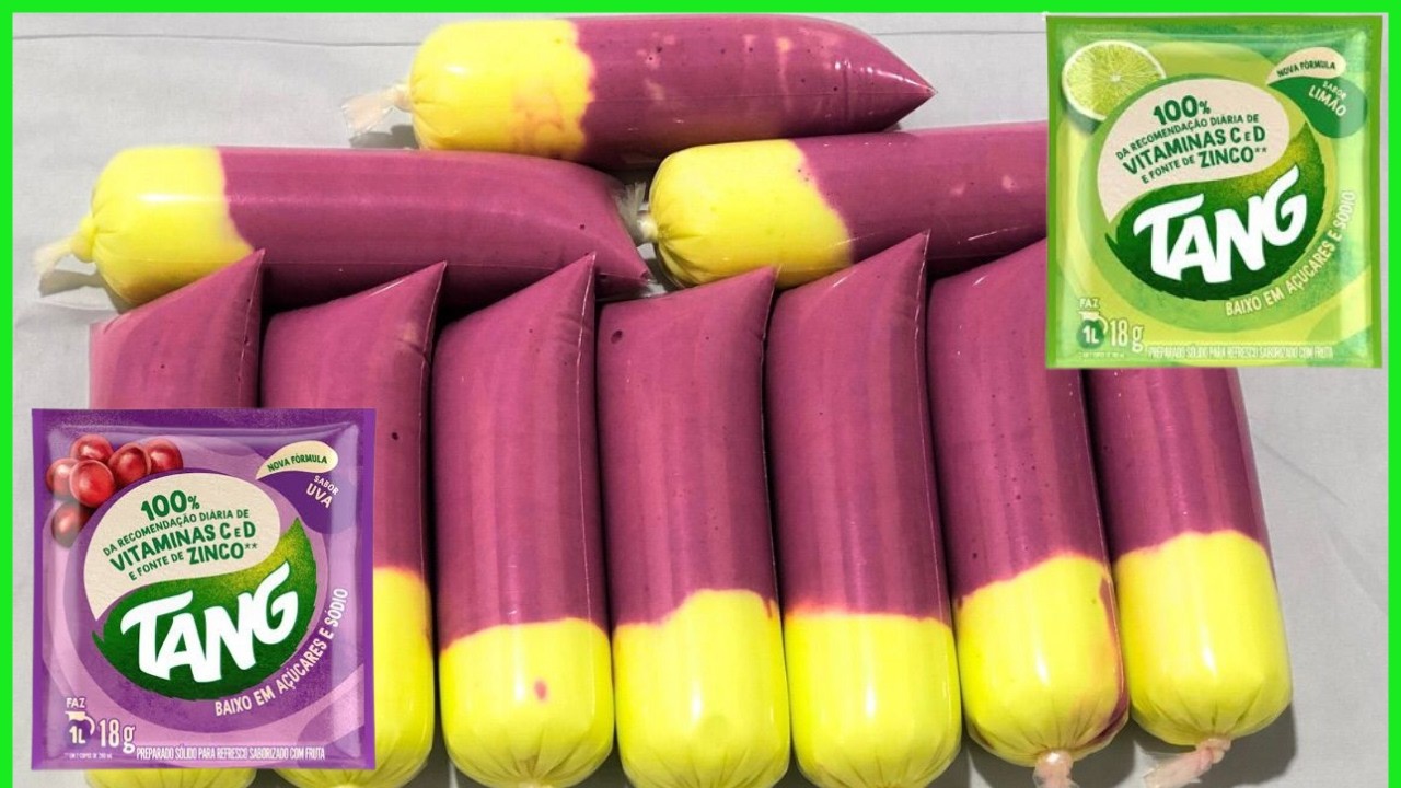 🚨GELADINHO SUPER CREMOSO E ECONÔMICO DE TANG/2 EM 1 LIMÃO E UVA (rápido e fácil)