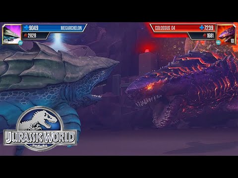 MEGARCHELON VS COLOSSUS 04 (MEGALODON BOSS) - BATTLE || JURASSIC WORLD THE GAME