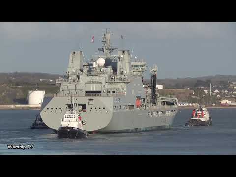 RFA TIDESPRING A136 LEAVES DEVONPORT NAVAL BASE - 25th February 2021