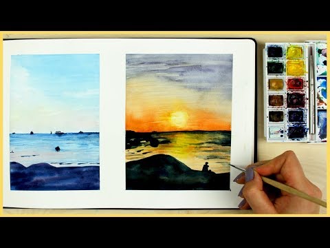 How to Paint a Sunset with Watercolors for Beginners | Art Journal Thursday Ep. 12