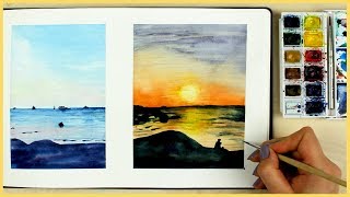How to Paint a Sunset with Watercolors for Beginners | Art Journal Thursday Ep. 12