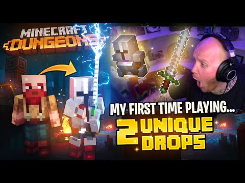 *NEW* MINECRAFT DUNGEONS IS AMAZING! I GOT 2 UNIQUE ITEMS MY FIRST TIME PLAYING!