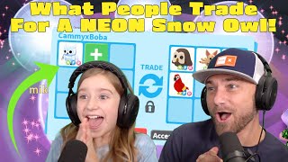 We Make a NEON SNOW OWL and See What People Trade For It! Roblox Adopt Me!