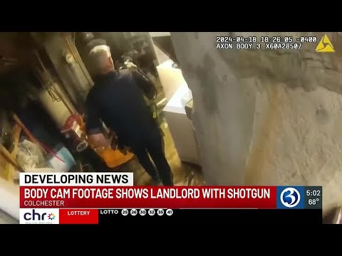Body camera footage shows landlord with shotgun before police shooting