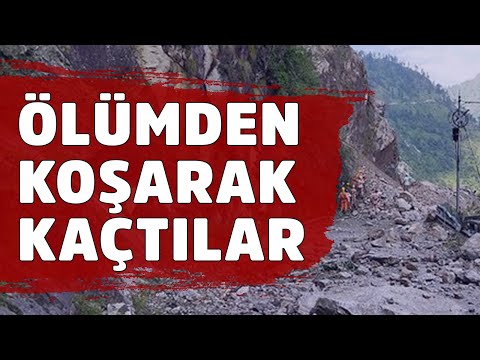 Kayaların altında kalmaktan son anda kurtuldular! Hindistan'da toprak kayması