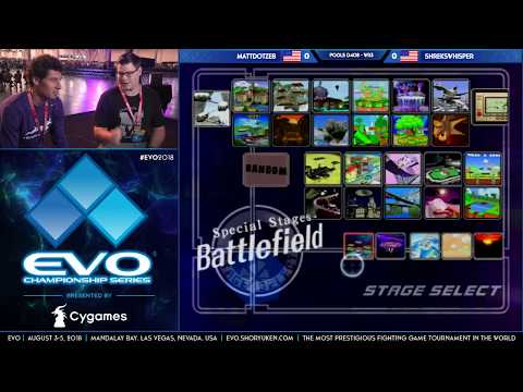 EVO 2018 - MattDotZeb (Falco) vs ShreksWhisper (Sheik) - Pools Round 1 - SSBM