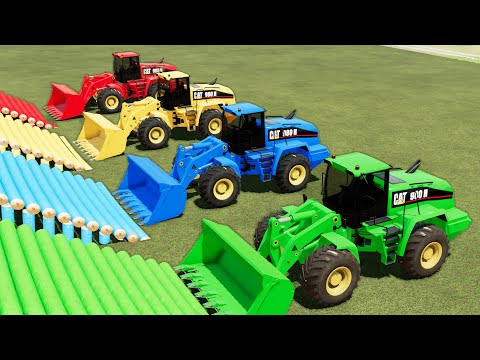 GIANT LOADER OF COLORS! TRANSPORT CAT LOADERS TO LOADING RAMP! SUGARCANE WORKS! FS22