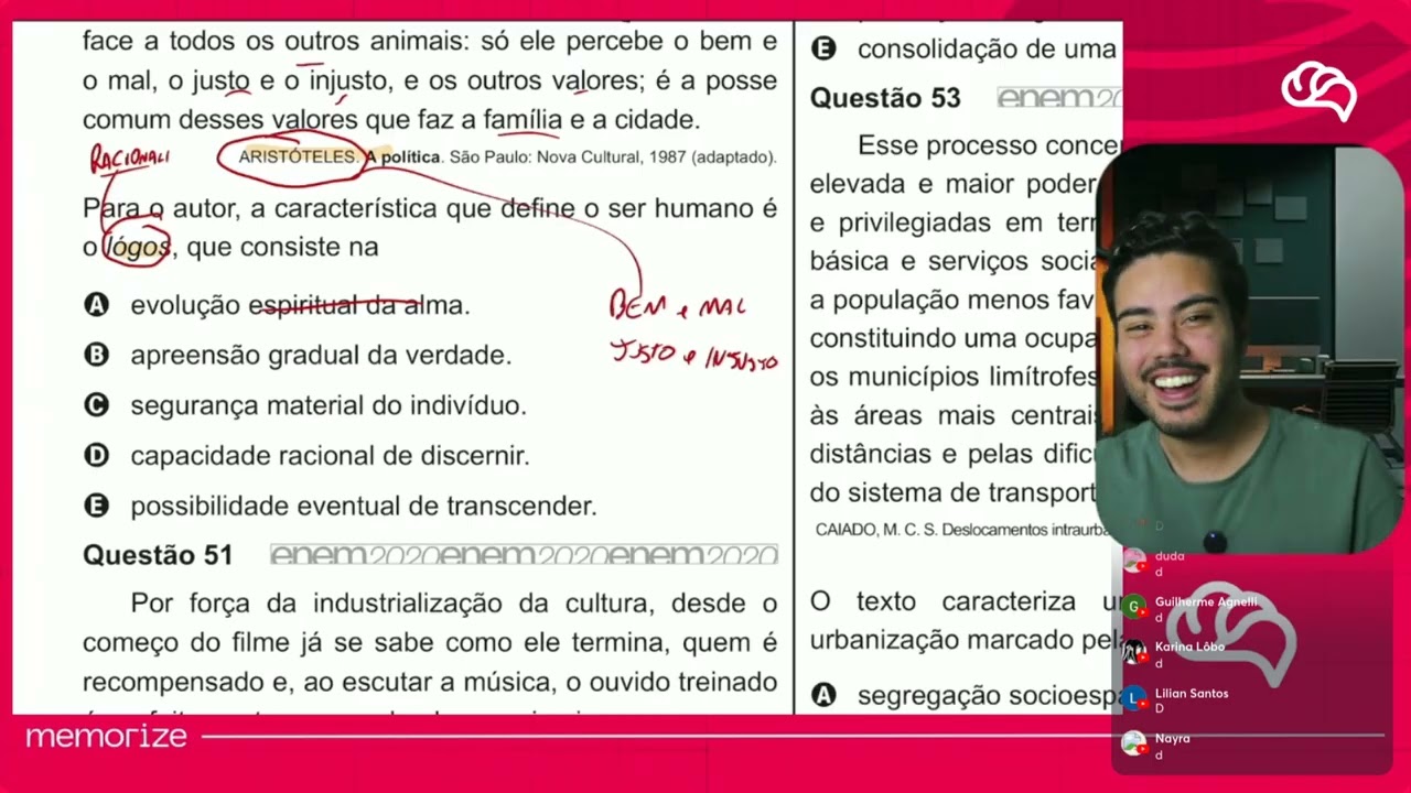 Resolução em Vídeo — Questão 50 ENEM 2020 PPL