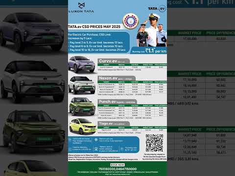 Tata.ev CSD Prices May 2025 | Save up to ₹64,000 on Nexon.ev, Punch.ev, Tiago.ev & Curvv.ev!