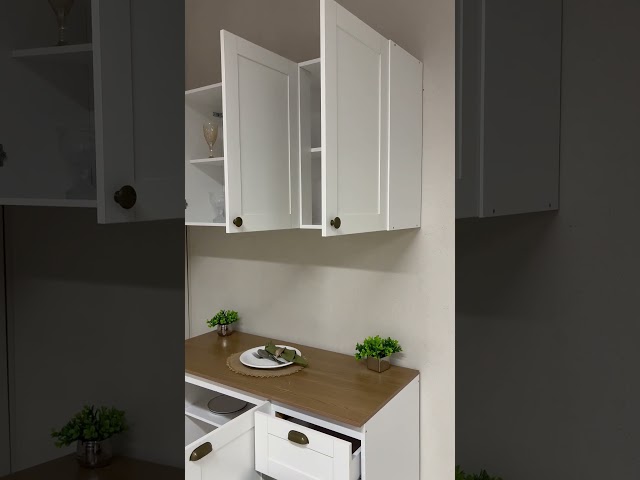 Cozinha Compacta com Tampo Essenza 5 Portas 3 Gavetas Branco Fosco - Panorama Móveis
