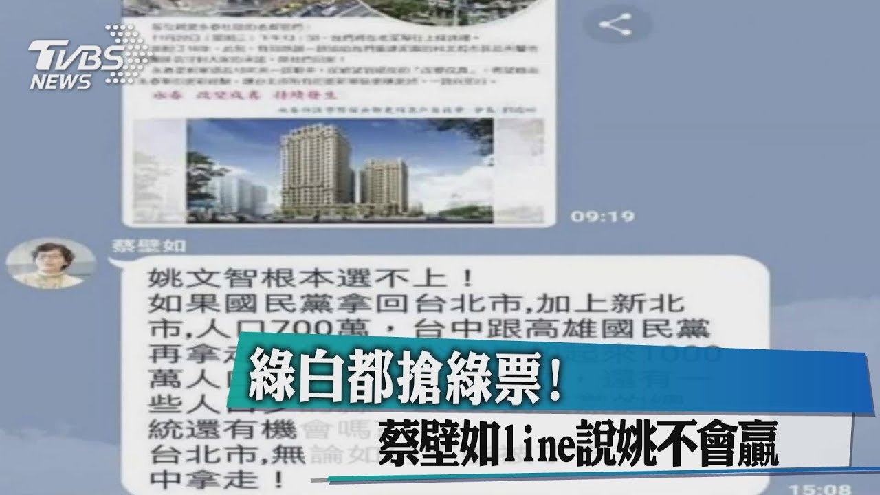 綠白都搶綠票! 蔡壁如line說姚不會贏