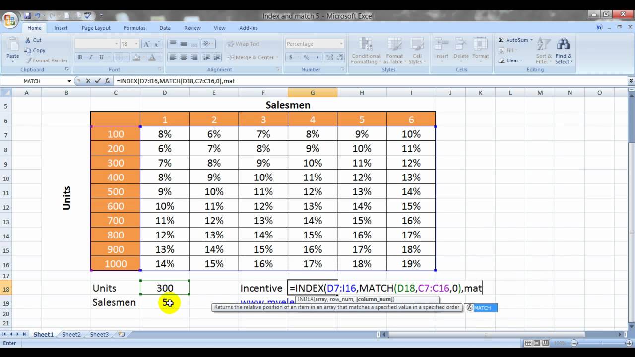 2 Way Lookup in Excel with Index And Match Formula