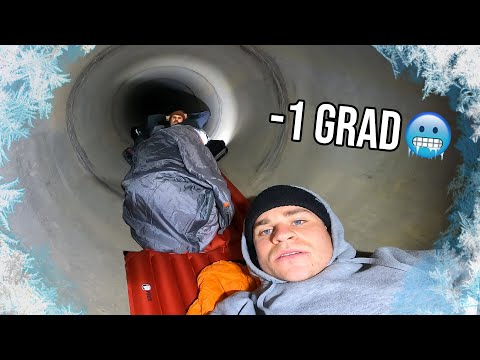 ÜBERNACHTUNG in ABWASSER-KANAL ! BEI -1 GRAD ❄️