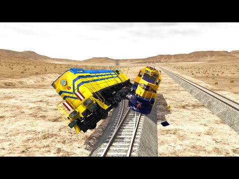 Train Vs Train Crash Beamng Drive   Trains vs Round Crossroad – BeamNG Drive