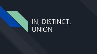 데이터베이스 35. In, Distinct, Union