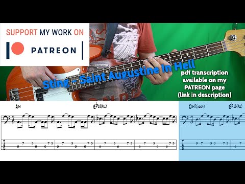 Sting - Saint Augustine In Hell (Bass cover with tabs)