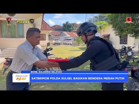 SATBRIMOB POLDA SULSEL PATROLI PENGIBARAN BENDERA MERAH PUTIH