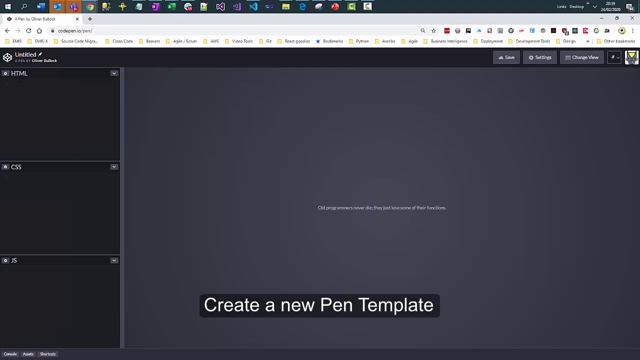 CodePen - Create a new Code Pen Template