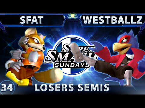 SSS 34 - Westballz (Falco) Vs. SFAT (Fox) SSBM - Losers Semis - Smash Melee