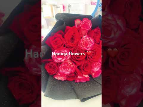 ##$$ Hadiqa flowers 🌹🌹 special hand bouquet ❤️❤️rad & pink Rose 🌹🌹black wrapping❤️❤️