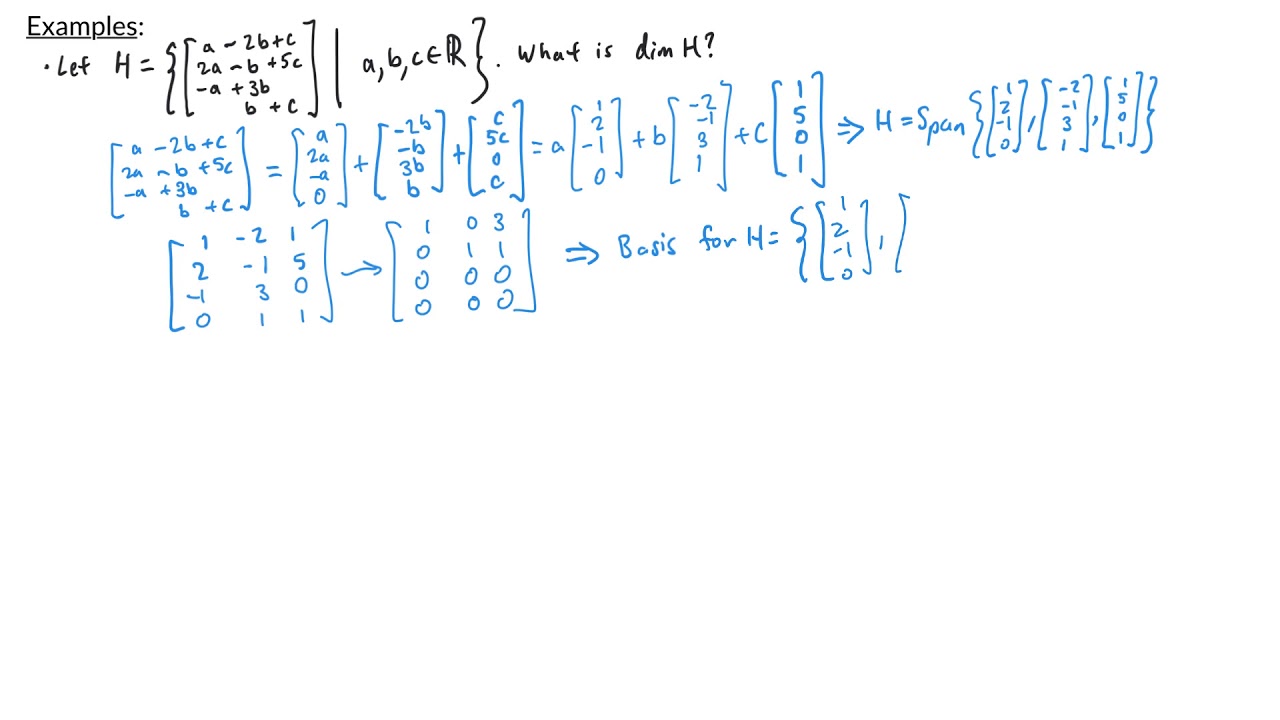 Intro to Linear Algebra - Dimension of a Vector Space
