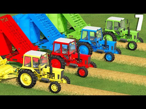 TRANSPORTING & LOADING ! STRAW & CORN w/ MINI COLORED TRACTORS ! Farming Simulator #7