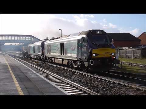 68001 and 68018 on 6M63, 68011 on 5Z63  departures at Bridgwater on 16th January 2018