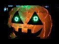 Halloween Pumpkin Jack O Lantern Art Flashing Eyes Made From Recycled Plastic Water Milk Jugs