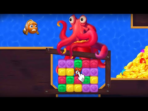 Fishdom small fish vs giant squid and spider, get treasure 💎💍