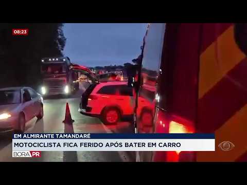 Motociclista fica ferido em acidente na Rodovia dos Minérios, em Almirante Tamandaré