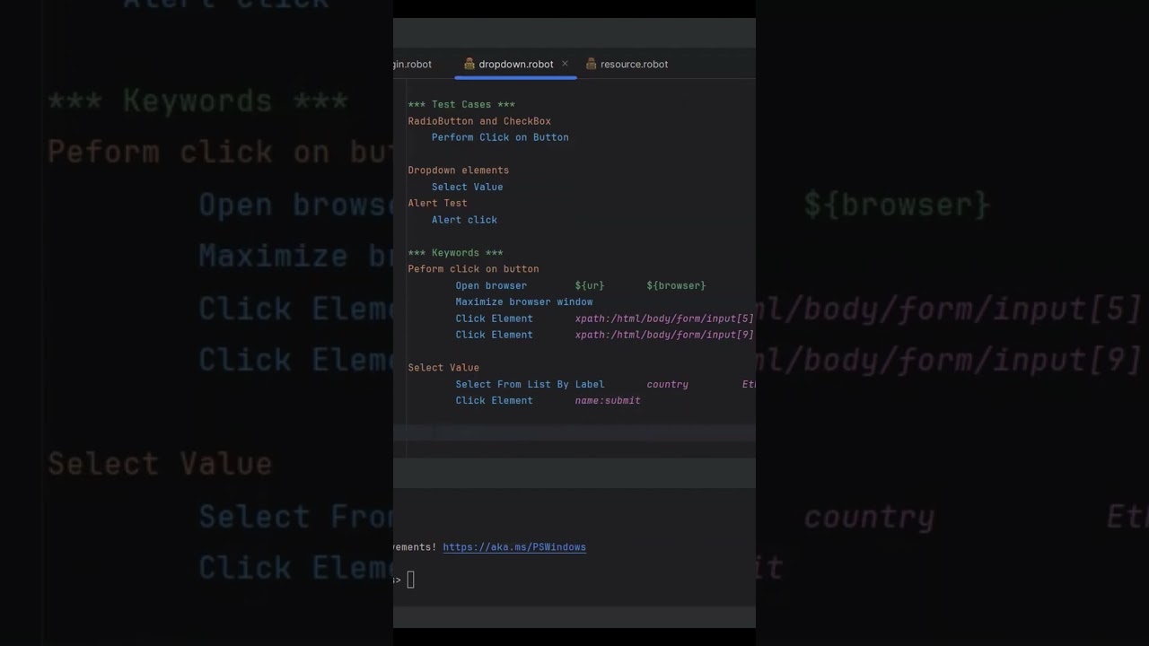 How to handle dropdown in robot framework? #python #robotframework #selenium #beginner #pycharm #you