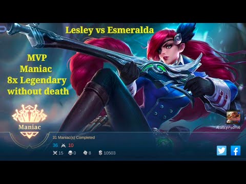 MVP Lesley vs Esmeralda, Maniac 8x Legendary with no death || Top Global Lesley ||