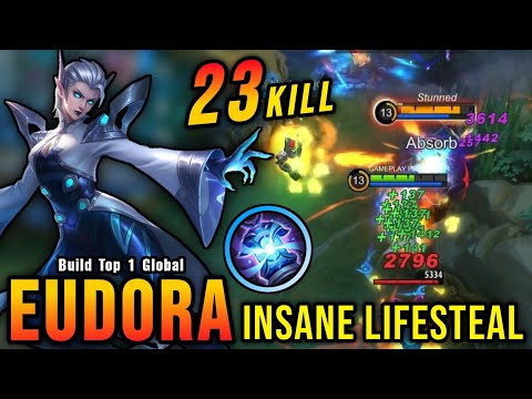 23 Kills!! Eudora New Build Insane Lifesteal (AUTOWIN) - Build Top 1 Global Eudora ~ MLBB