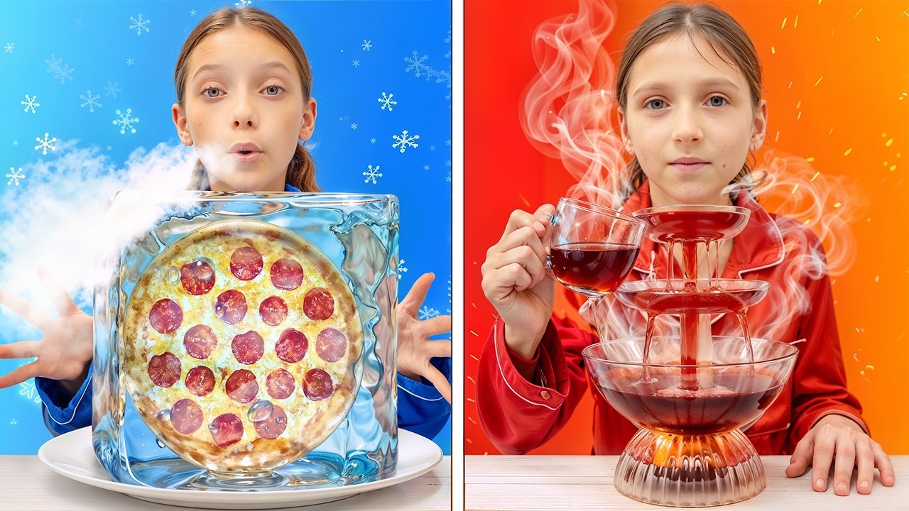 Hot vs Cold Princess Challenge with Fire and Ice Magic