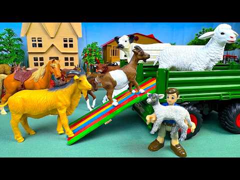 3 Tractors Transporting Farm Animals! Cows, Pigs, Horses, Goats & Chickens Move to New Farm