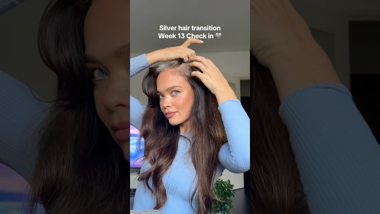 Who else is at week 13?😁✨ #greyhairtransition #greyhair #silverhair #30sclub #greyhairdontcare