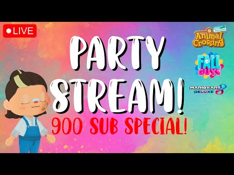 🔴 900 SUB PARTY & WE HIT 1K!| Live Stream | ACNH, Fall Guys & Mario Kart 8 Deluxe