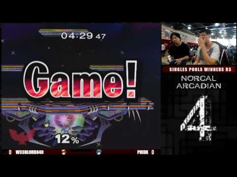 NorCal Arcadian 4 Singles Pools Winners R3 W33dl0rd840 (Falcon) vs PhiDX (Marth)
