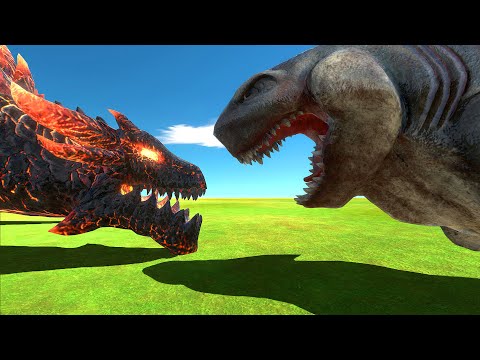 Aquatics Battle - Bloop, Fire Lava Dragon VS Megalodon Rex - Animal Revolt Battle Simulator