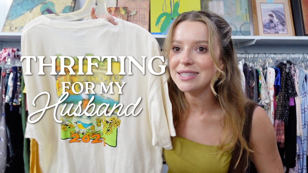 THRIFT VLOG: thrifting for my husband! (vintage, 70's, French inspired)