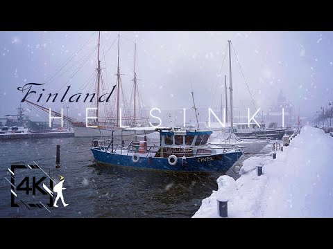 Helsinki, Finland 🇫🇮 Coastal Winter Walk in Heavy Snowfall 4K UHD
