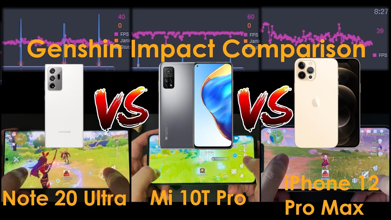 Xiaomi Mi 10T Pro, iPhone 12 Pro Max, Note 20 Ultra Genshin Impact Gaming Test FPS Comparison